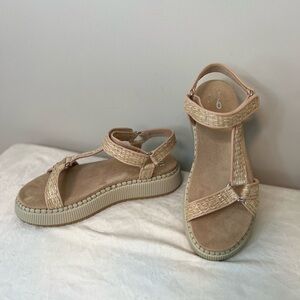 Mix No. 6 Tan Espadrille Sandals with Velcro Straps